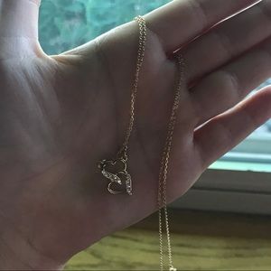 2 hearts gold and diamond necklace
